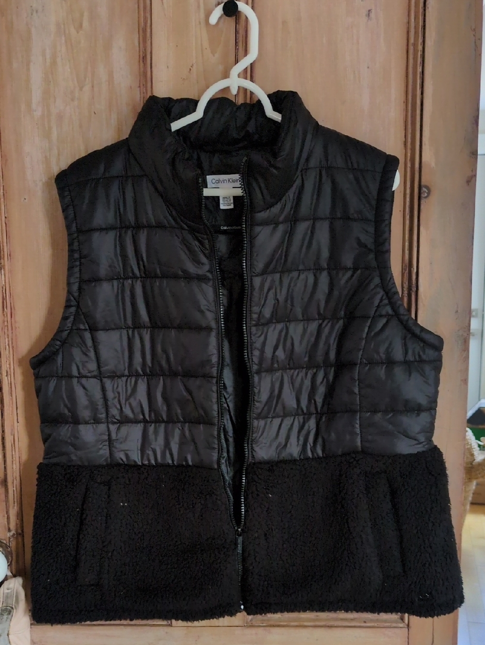 Calvin Klein Black Quilted & Sherpa Hybrid Vest